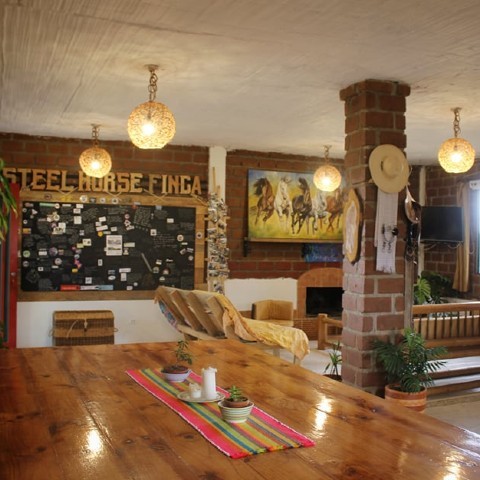 Dining and living area in main house of Steel Horse